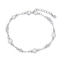 wholesale Anklet Bracelet For Women 925 Sterling Silver Natural Stone Chain Ankle Bracelet Beach Summer Fine Jewelry Birthday Christmas Gifts For Women Her Mom -color_name:Opal,size_name:Bracelet 7"-9"