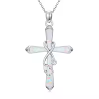 TOUPOP Sterling Silver Opal Infinity Stethoscope Musical Note Pendant Necklace-style_name:Stethoscope