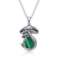 wholesale TOUPOP Mushroom Necklace For Women S925 Sterling Silver Malachite/moss Agate/opal/moonstone/black Onyx Oxidized Mushroom Pendant Jewelry Anniversay Birthday Gifts -style_name:Malachite Mushroom