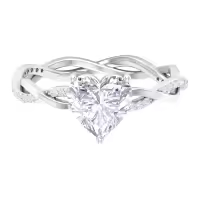 TOUPOP 10k/14k/18k Gold Moissanite Heart Twist Engagement Ring-style_name:F Moissanite Heart Ring