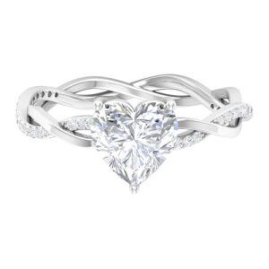 F Moissanite Heart Ring