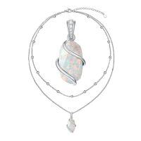 wholesale Necklace For Women 925 Sterling Silver Dainty Gemstone Pendant Fine Jewelry Birthday Christmas Gifts For Women Her -color_name:Layered-Opal-October