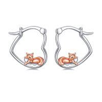 wholesale TOUPOP Sterling Silver Animal Heart Hoop Earrings Panda/bunny/fox/black Cat/corgi Earrings For Women Cute Christmas Birthday Jewelry Gifts -style_name:03-Fox