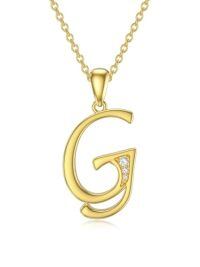 TOUPOP 14K Gold Moissanite Initial Letter Pendant Necklace-style_name:G