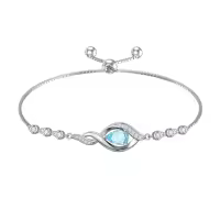 TOUPOP Sterling Silver Birthstone Bracelet Infinity Love Jewelry for Women-color_name:03-March-Aquamarine
