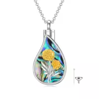TOUPOP Sterling Silver 12 Month Birth Flower Cremation Urn Necklace-style_name:10-October