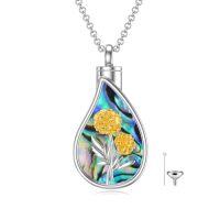 wholesale TOUPOP Teardrop Cremation Jewelry For Ashes Sterling Silver 12 Month Birth Flower Urn Necklace W/funnel Filler Memorial Keepsake Jewelry For Women -style_name:10-October