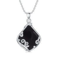 wholesale Filigree Teardrop Necklace 925 Sterling Silver Teardrop Gemstone Pendant Jewelry Gifts For Women -color_name:A-Black Onyx