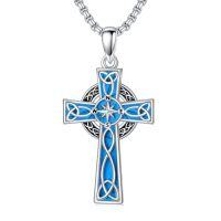 wholesale Cross Necklace 925 Sterling Silver Turquoise Tree Of Life Celtic Knot Cross Pendant Jewelry Christmas Gifts For Women -style_name:2-Compass