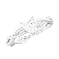 TOUPOP 10k/14k/18k Gold Moissanite Heart Twist Engagement Ring-style_name:C Moissanite Heart Ring