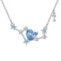 TOUPOP Sterling Silver Stone Astrology Zodiac Constellation Necklace-style_name:12_Sagittarius(11.23-12.21)_Light Sapphire