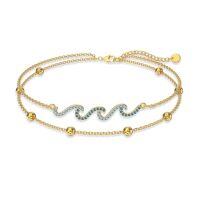 wholesale Ankle Bracelets For Women 925 Sterling Silver Layered Sea Turtles/elephant/wave/cross Anklet Summer Ocean Beach Jewelry Christmas Gifts For Women -style_name:20-Wave