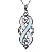 TOUPOP Sterling Silver Opal Celtic Knot Pendant Necklace-color_name:4-Black Gold Celtic Kont