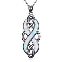 wholesale Irish Celtic Knot Necklace 925 Sterling Silver Opal Pendant Necklace Celtic Irish Jewelry Christmas Gifts For Women -color_name:4-Black Gold Celtic Kont