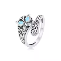 TOUPOP Sterling Silver Turquoise Adjustable Vintage Boho Spoon Ring-style_name:Butterfly ring