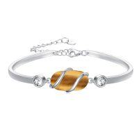 wholesale 925 Sterling Silver Bracelet For Women Gemstone Bracelet Bangle Fine Jewelry Birthday Christmas Gifts For Women Her Wife Mom -color_name:A-Tiger Eye Stone