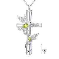 wholesale Hummingbird Cross Urn Necklaces For Ashes Women White Gold Plated S925 Sterling Silver Funnel Filler Memorial Cremation Jewelry With Citrine November Birthstone Xmas Gifts Ideas Sympathy Gifts For Women Loss Of Loved One -color_name:Hummingbird Cross Urn-Aug