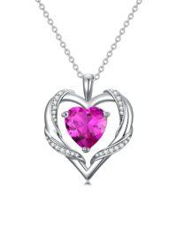 wholesale TOUPOP Birthday Gift For Mom Heart Necklace For Women 925 Sterling Silver Birthstone Necklace Jewelry Gift For Women Wife Her Girlfriend Sister -style_name:October