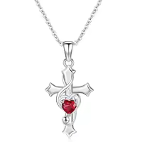 TOUPOP Sterling Silver Opal Rose Music Note Necklace-style_name:B-cross music necklace