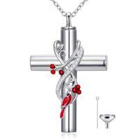 wholesale TOUPOP Butterfly/ladybug/cardinal/dragonfly/bee/hummingbird Cross Urn Necklaces For Ashes Cremation Jewelry 925 Sterling Silver Memorial Keepsake Jewelry For Women (with Funnel Filler) -style_name:Cardinal