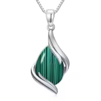 TOUPOP 925 Sterling Silver Gemstone Pendant Necklace For Women-color_name:Malachite