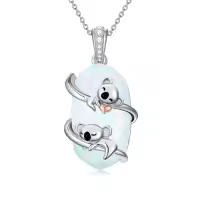 TOUPOP Sterling Silver Opal Necklace, Animal Pendant Gift for Women-style_name:2 Koala