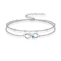 TOUPOP 925 Sterling Silver Sea Turtles Elephant Wave Cross Anklet-style_name:19-Infinity