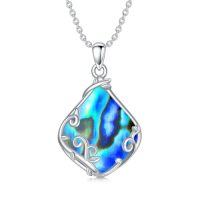 wholesale Filigree Teardrop Necklace 925 Sterling Silver Teardrop Gemstone Pendant Jewelry Gifts For Women -color_name:A-Abalone Shell
