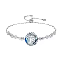 TOUPOP Sterling Silver Blue Crystal A-Z Letter Bracelet Gift-style_name:Tree of Life S