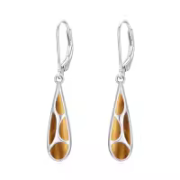 TOUPOP 925 Sterling Silver Gemstone Dangle Leverback Earrings-style_name:Tiger Eye