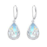 wholesale TOUPOP Lotus/wolf/sea Turtle Dangle Earrings For Women Sterling Silver Leverback Earrings Gifts For Women Birthday -style_name:4-Mountain