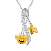 TOUPOP Sterling Silver & Stone Insect Pendant Necklace-style_name:Bee