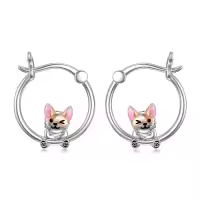 TOUPOP Sterling Silver Duck Huggies Hoop Earrings Cute Duck Jewelry Gifts-style_name:Corgi