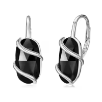 TOUPOP 925 Sterling Silver Gemstone Dainty Drop Earrings-color_name:Leveback-Black Onyx