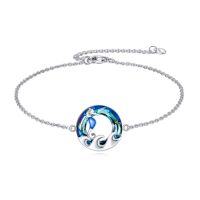 wholesale TOUPOP Sea Turtle/mermaid/dolphin/shell/starfish/conch/seahorse Bracelet For Women Sterling Silver Ocean Bracelet With Crystal Ocean Beach Charm Jewelry Birthday Christmas Gifts -style_name:Style 4-Seahorse-Blue Crystal-Ocean Waves