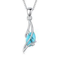 wholesale 925 Sterling Silver Pendant Necklace Oval Gemstone Necklaces Dainty Fine Jewelry Birthday Christmas Gifts For Women -color_name:Turquoise