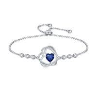 wholesale TOUPOP Heart Birthstone Bracelet 925 Sterling Silver Double Heart Bracelet Love You For Always And Forever Jewelry Anniversary Birthday Christmas Gifts For Women Wife Her -color_name:09-September-Sapphire