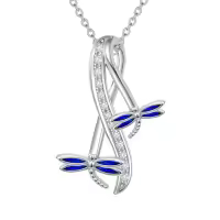 TOUPOP Sterling Silver & Stone Insect Pendant Necklace-style_name:Dragonfly