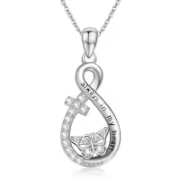 TOUPOP 925 Sterling Silver Animal Celtic Cross Necklace Religious Gift-style_name:C-Teardrop Infinite Cross