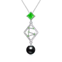 TOUPOP Sterling Silver Black Freshwater Pearl Constellation Necklace-style_name:Virgo (8.23 - 9.22) with Sapphire September Birthstone