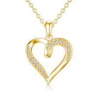 TOUPOP 14k Gold Moissanite Heart Pendant Necklace-color_name:Yellow Gold