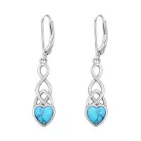 TOUPOP Sterling Silver Turquoise Dangle Teardrop Bohemian Drop Earrings-style_name:Celtic