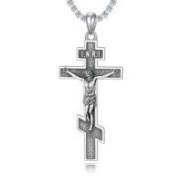 wholesale Saint Patron Necklace For Men Women 925 Sterling Silver Saint Pendant With Stainless Steel Chain St Medal Protection Necklace Catholic Religious Amulet Gifts For Him -style_name:H-Orthodox Crucifix Necklace