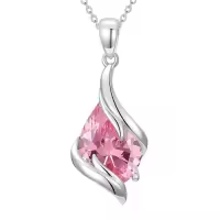 TOUPOP 925 Sterling Silver Teardrop Birthstone Pendant Fine Jewelry Gift-color_name:10-October-Pink Tourmaline