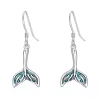 TOUPOP Sterling Silver Turquoise Ocean Animal Dangle Drop Earrings-style_name:Mermaid tail