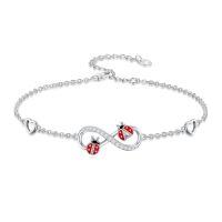 wholesale Animal Infinity Bracelet For Women 925 Sterling Silver Butterfly/dragonfly/dolphin/sea Turtle Bracelet Adjustable Infinity Jewelry Christmas Gifts For Women -style_name:Ladybug