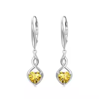 TOUPOP 925 Sterling Silver Infinity Birthstone Heart Dangle Drop Earrings-color_name:11-November-Citrine