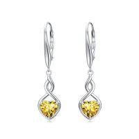 wholesale Infinity Birthstone Earrings 925 Sterling Silver Heart Love Infinity Dangle Drop Earrings Fine Jewelry Birthday Christmas Gifts For Women Girlfriend Wife -color_name:11-November-Citrine
