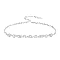 TOUPOP Sterling Silver Ankle Bracelets For Women Adjustable Anklet Elegant Foot Jewelry-style_name:C-Cubic Zirconia