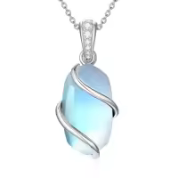 TOUPOP Sterling Silver Gemstone Pendant Fine Jewelry Gift for Women-color_name:A-Moonstone-June